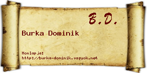 Burka Dominik névjegykártya